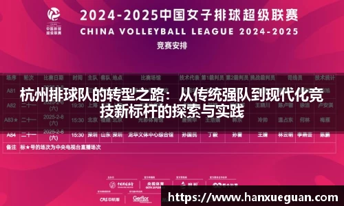 杭州排球队的转型之路：从传统强队到现代化竞技新标杆的探索与实践